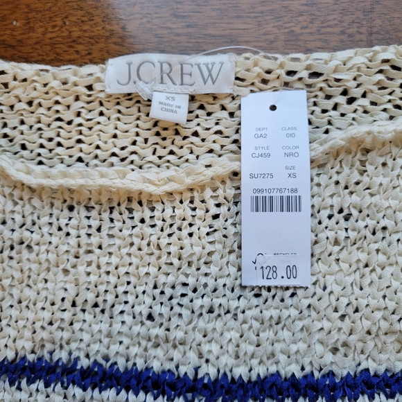 J Crew Montauk pullover sweater in stripe CJ459 Size XS NWT Cream Blue - Picture 6 of 7